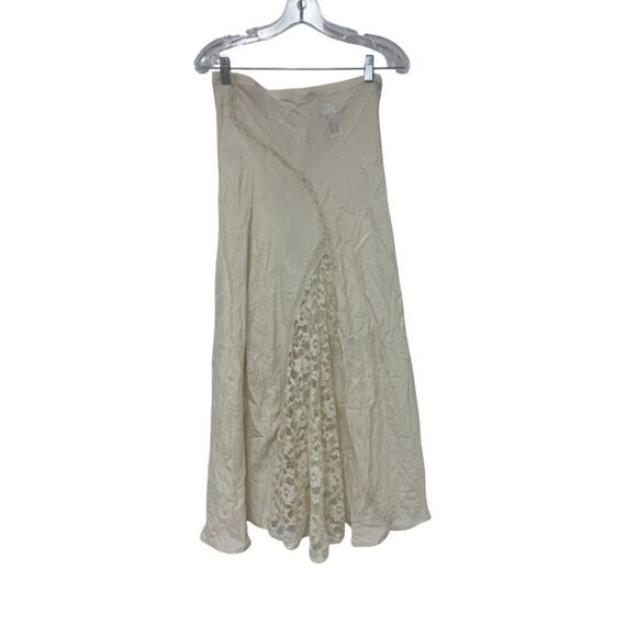 Zara Womens Lace Midi Skirt M Oyster White Mid Rise Viscose Floral 1377/904 NWT - Picture 2 of 16